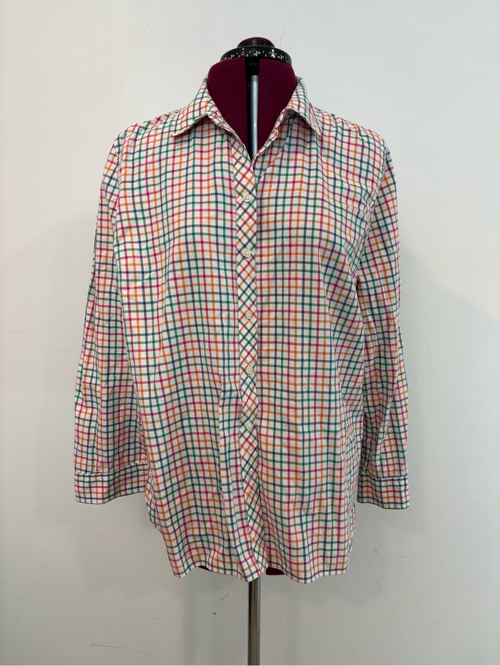 Talbots CottonMulti-Color Plaid Button-Up Shirt XL petite - Picture 1 of 8